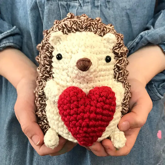 Crochet Hedgehog Toy with Heart - Valentine's Day Gift - Joy Gift London