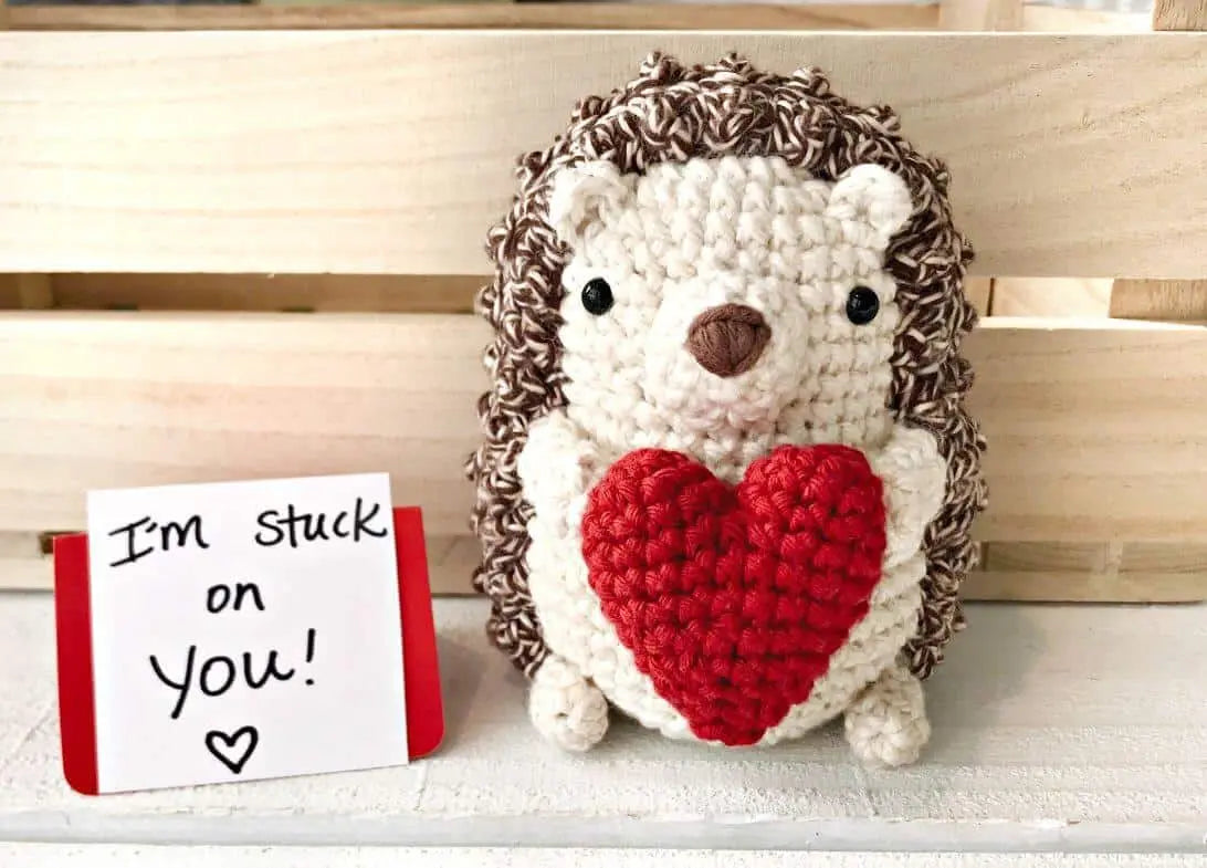 Crochet Hedgehog Toy with Heart - Valentine's Day Gift - Joy Gift London