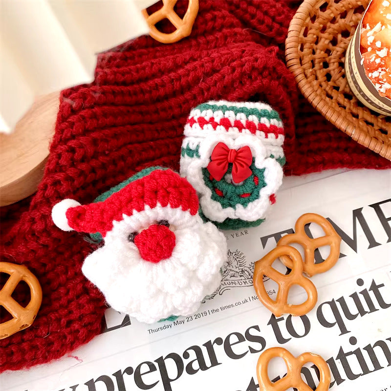 Cute Crochet Santa Earphone Protective Case For Apple Airpods