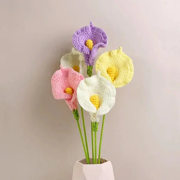 Handmade Crocheted Calla Lily Flower Bouquet - Joy Gift London