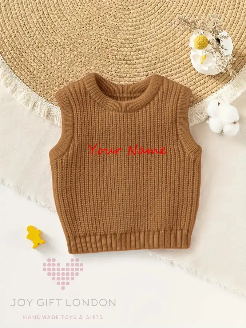 Personalised Kids' Embroidered Sleeveless Sweater Joy Gift London