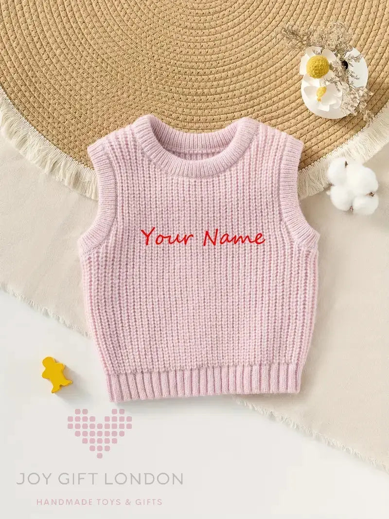 Personalised Kids' Embroidered Sleeveless Sweater Joy Gift London