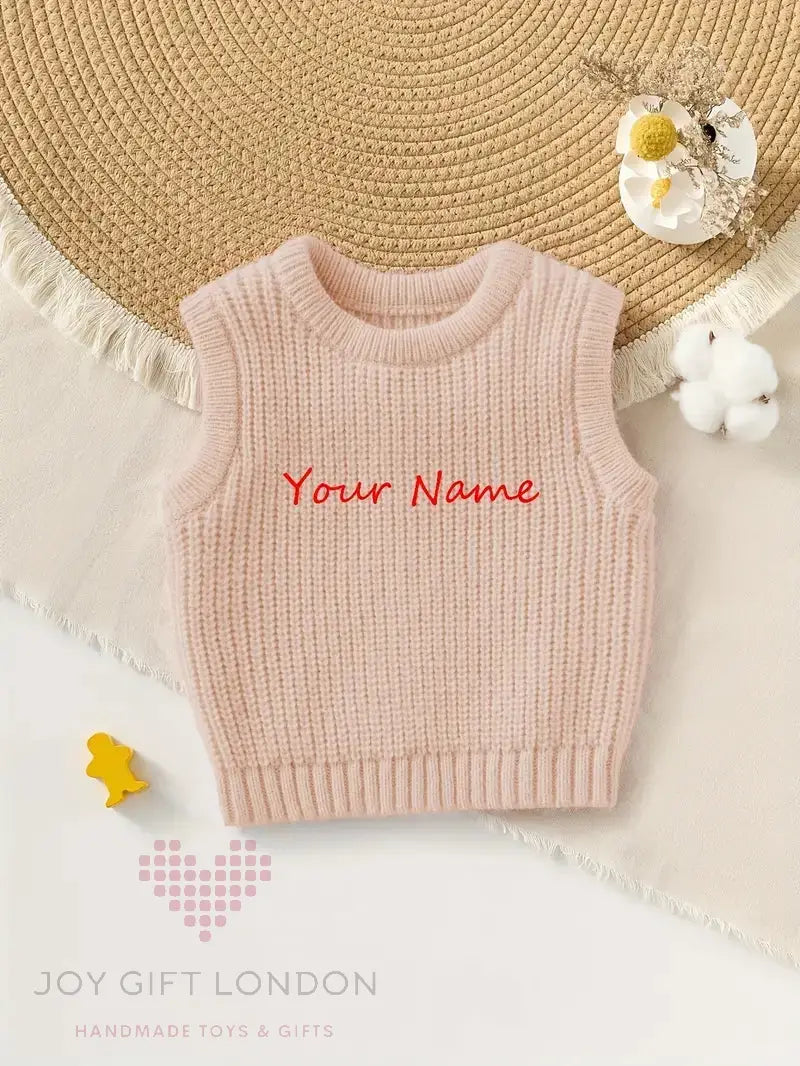 Personalised Kids' Embroidered Sleeveless Sweater Joy Gift London