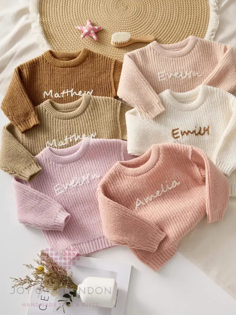 Personalised Kids' Embroidered Sweater Joy Gift London