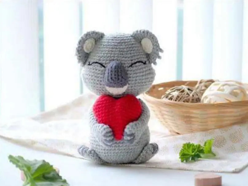 Handmade Crochet Koala Toy with Heart - Valentine's Day Gift - Joy Gift London