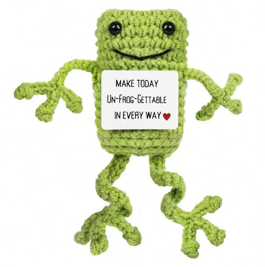 Handmade Crocheted Funny Positive Frogs