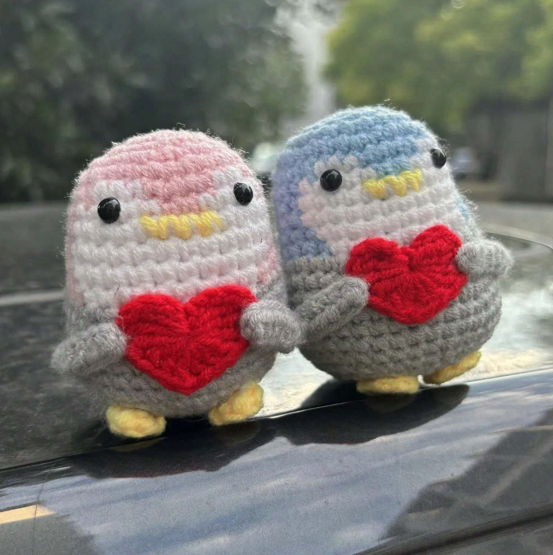 Crochet Positive Penguins With Hearts Joy Gift London