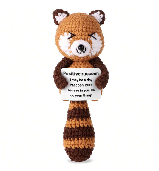 Handmade Knitted Possitive Raccoon Joy Gift London