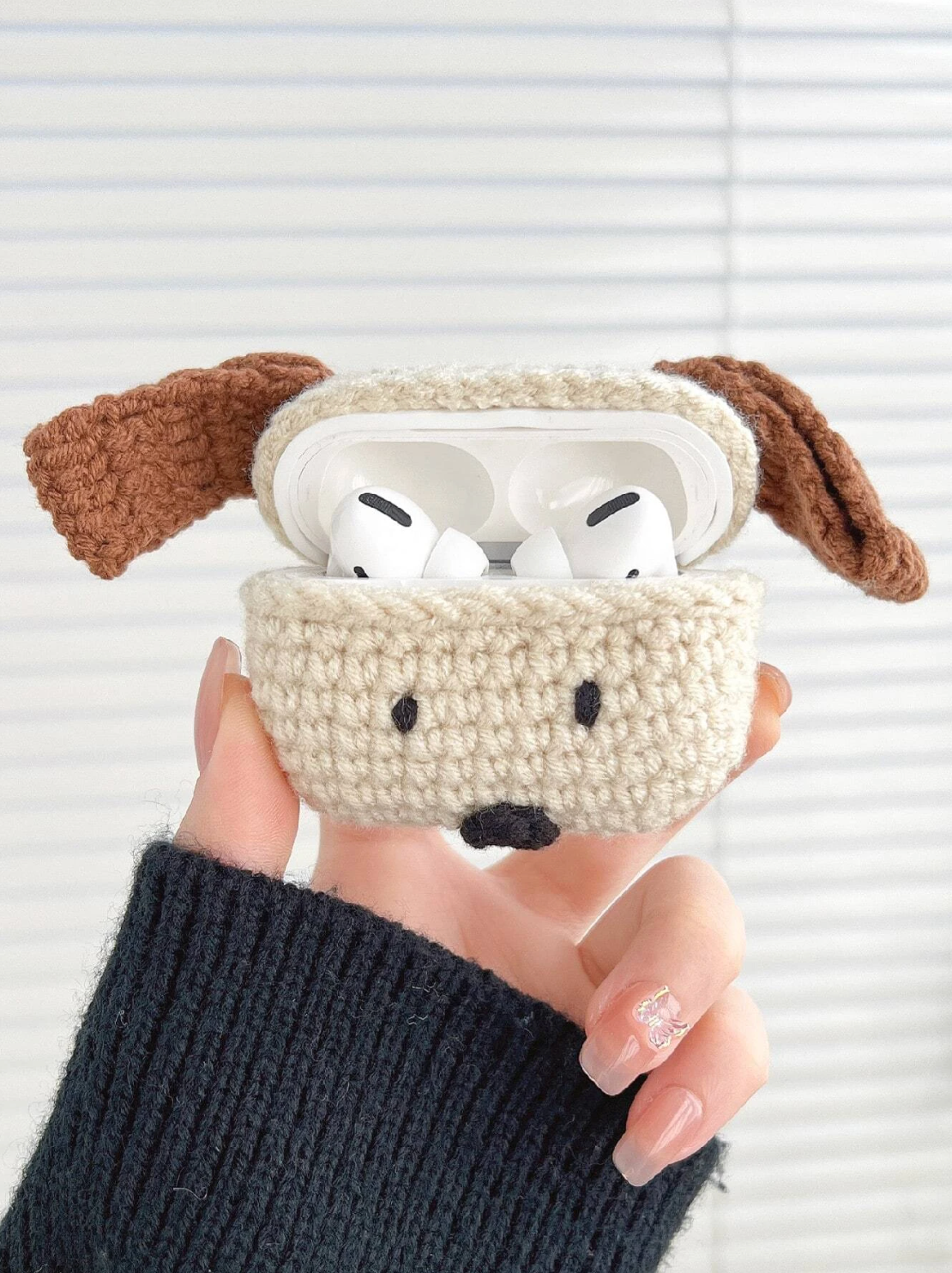 Cute Crochet Dog Earphone Protective Case For Apple Airpods