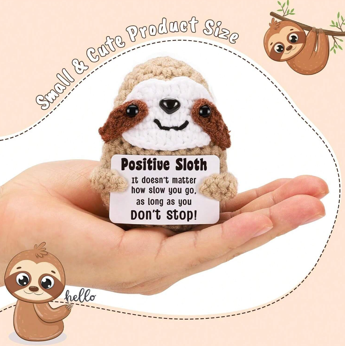 Handmade Crochet Emotional Positive Sloth