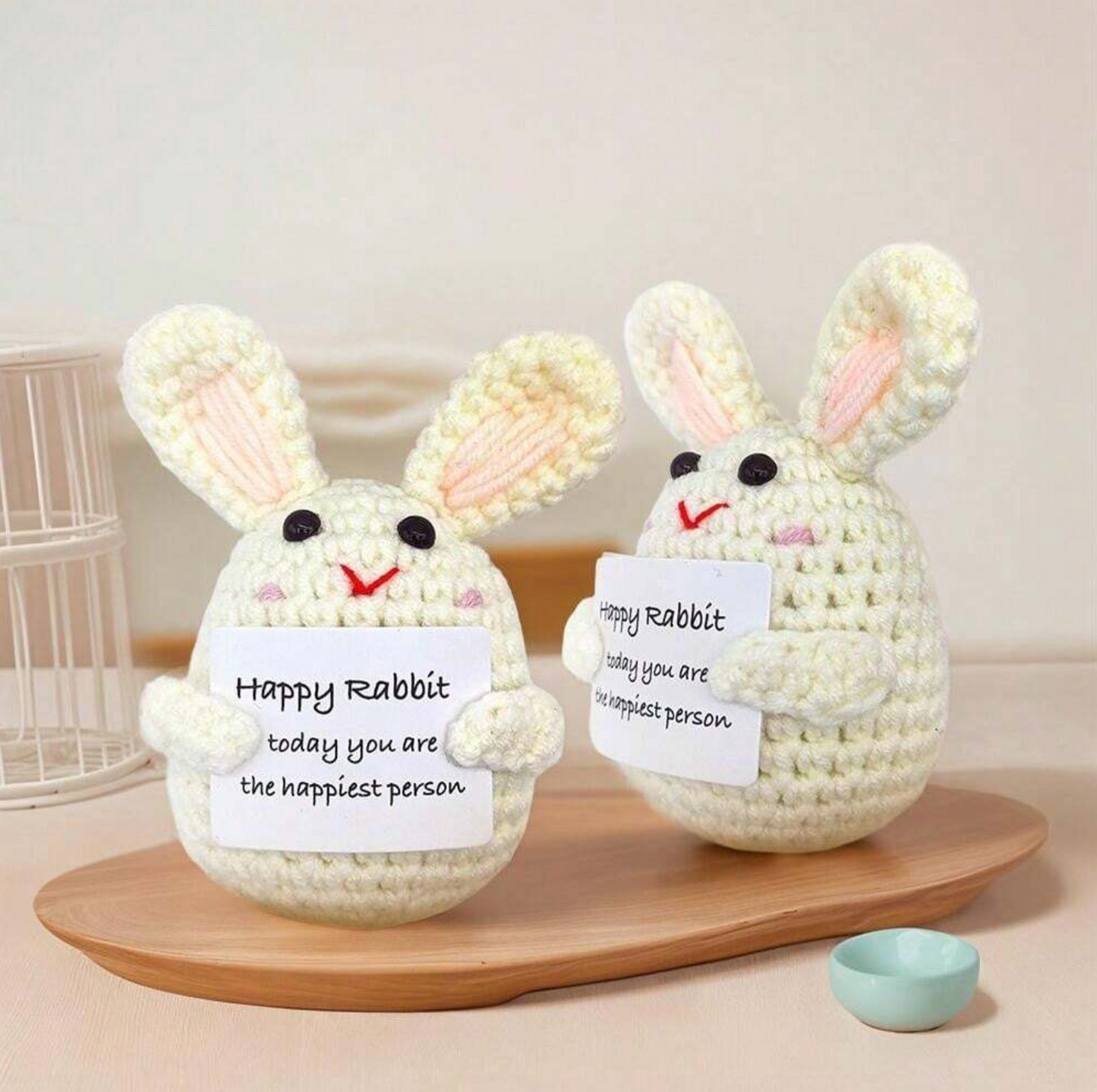 Handmade Crochet Emotional Positive Happy Rabbit