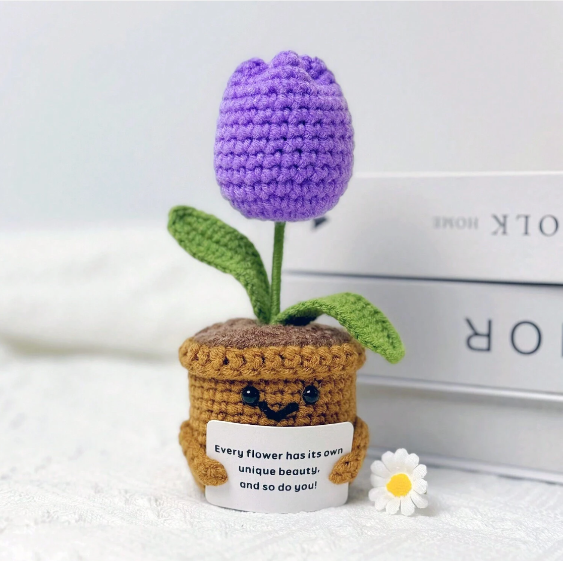 Handmade Emotional Support Plant Purple Tulip and Pink Carnation