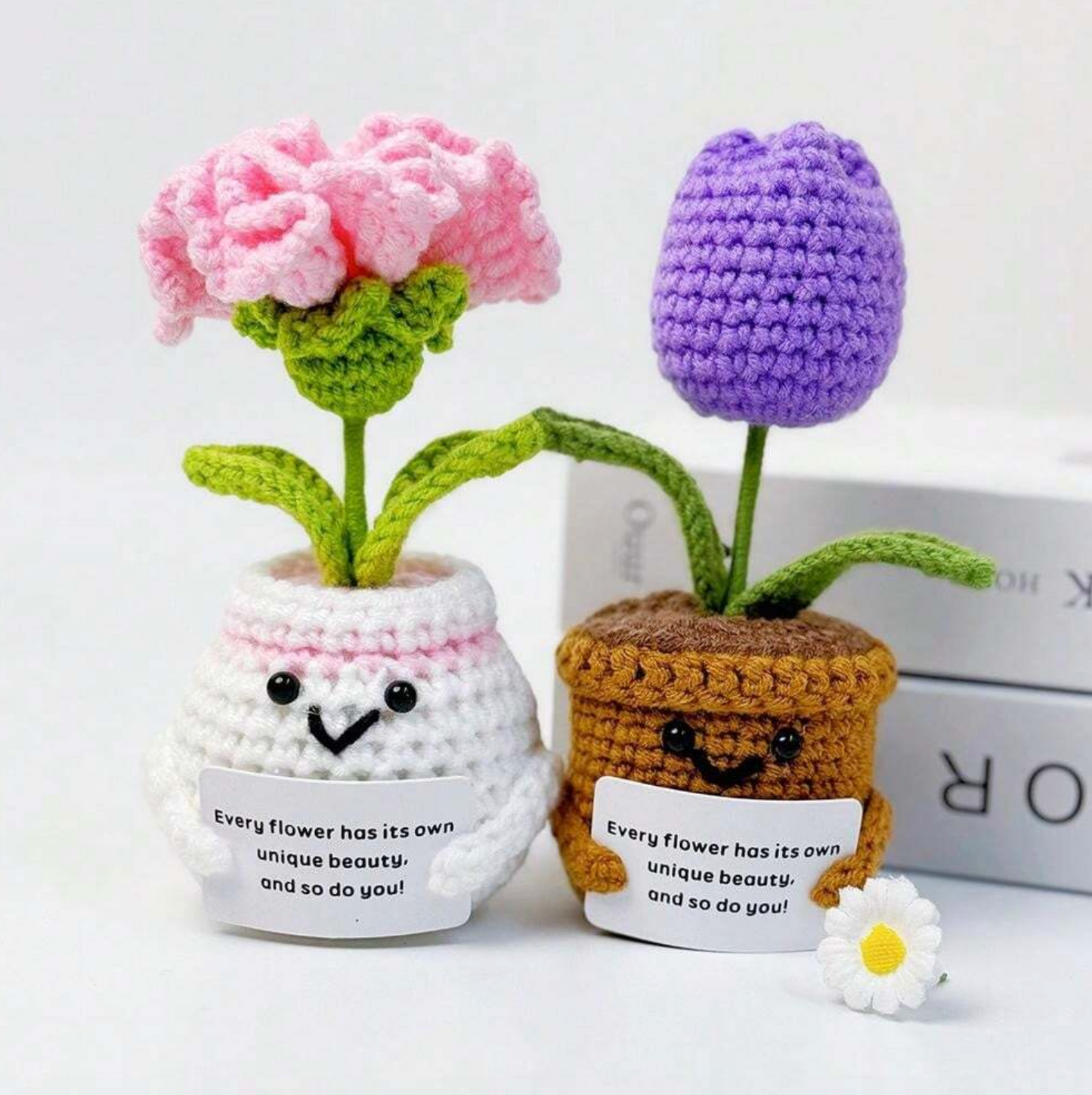 Handmade Emotional Support Plant Purple Tulip and Pink Carnation