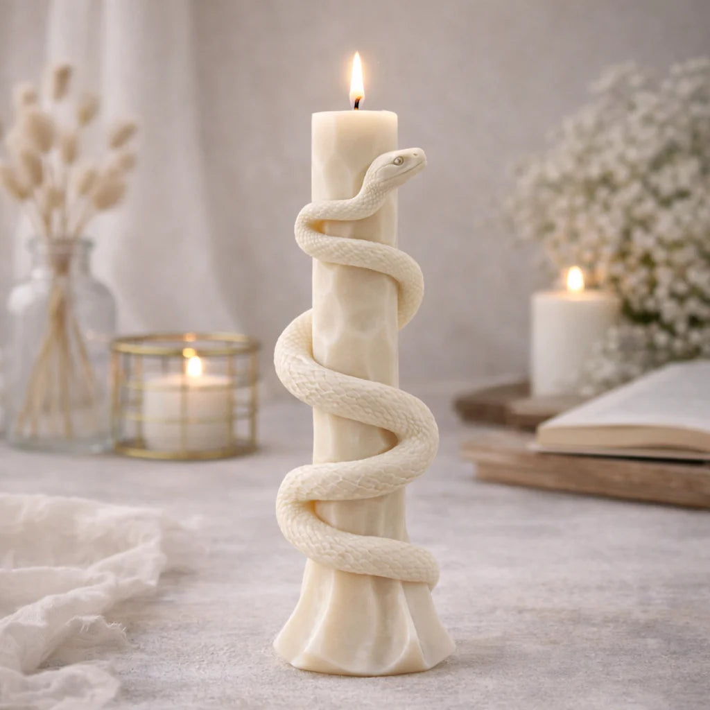 Serpent – Pillar Candle - Hand Painted Gold Edition