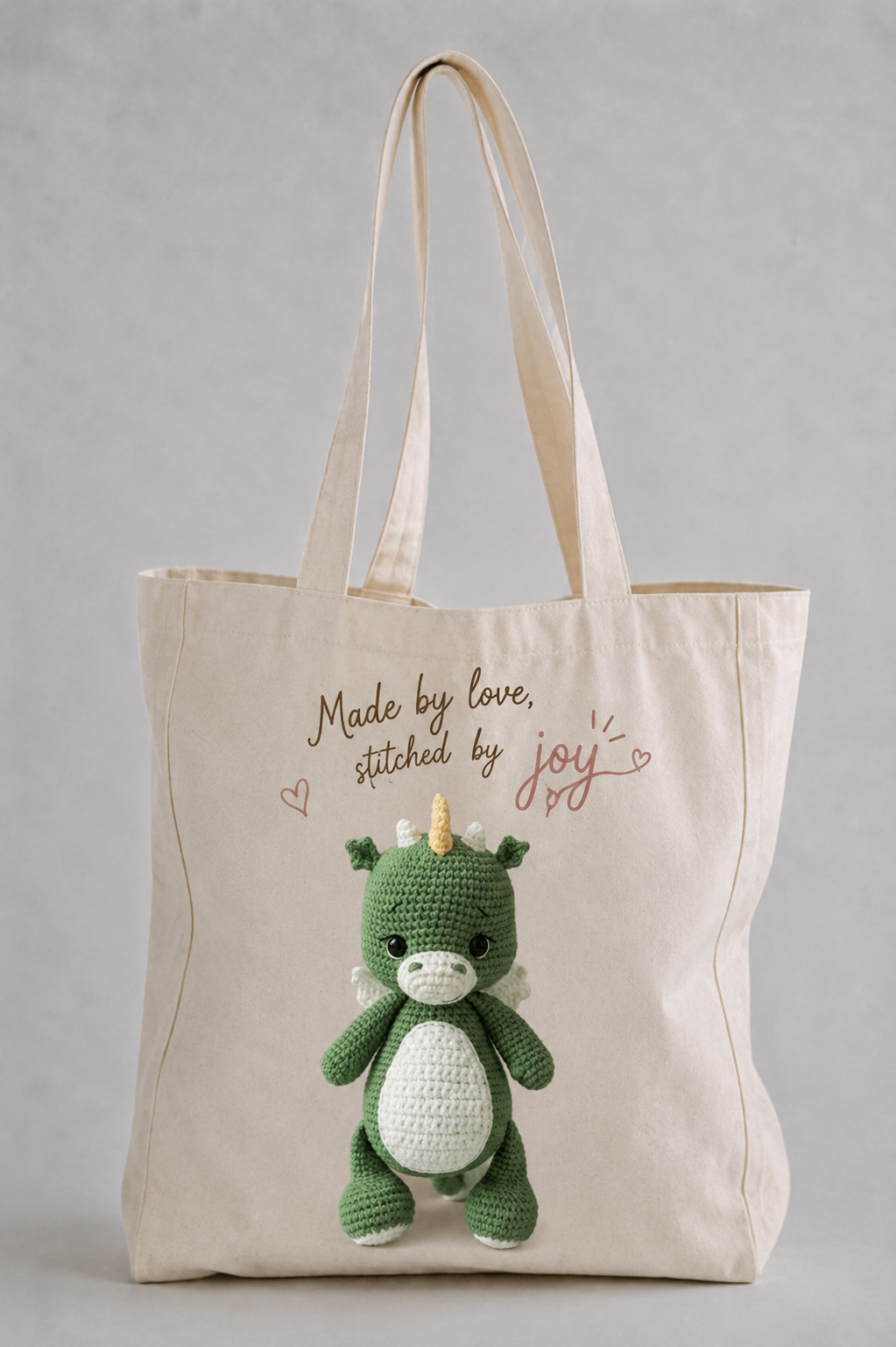 Joy Tote Bag - Signature Crochet Collection Luxury Canvas Tote Bag - Made by love, stitched by joy