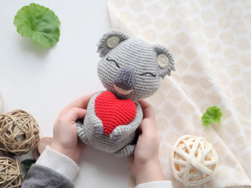 Handmade Crochet Koala Toy with Heart - Valentine's Day Gift - Joy Gift London