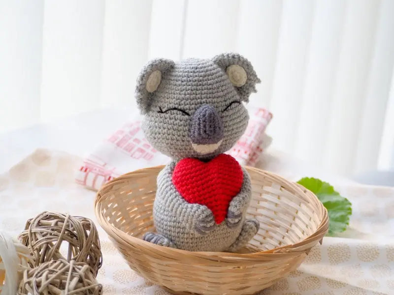 Handmade Crochet Koala Toy with Heart - Valentine's Day Gift - Joy Gift London