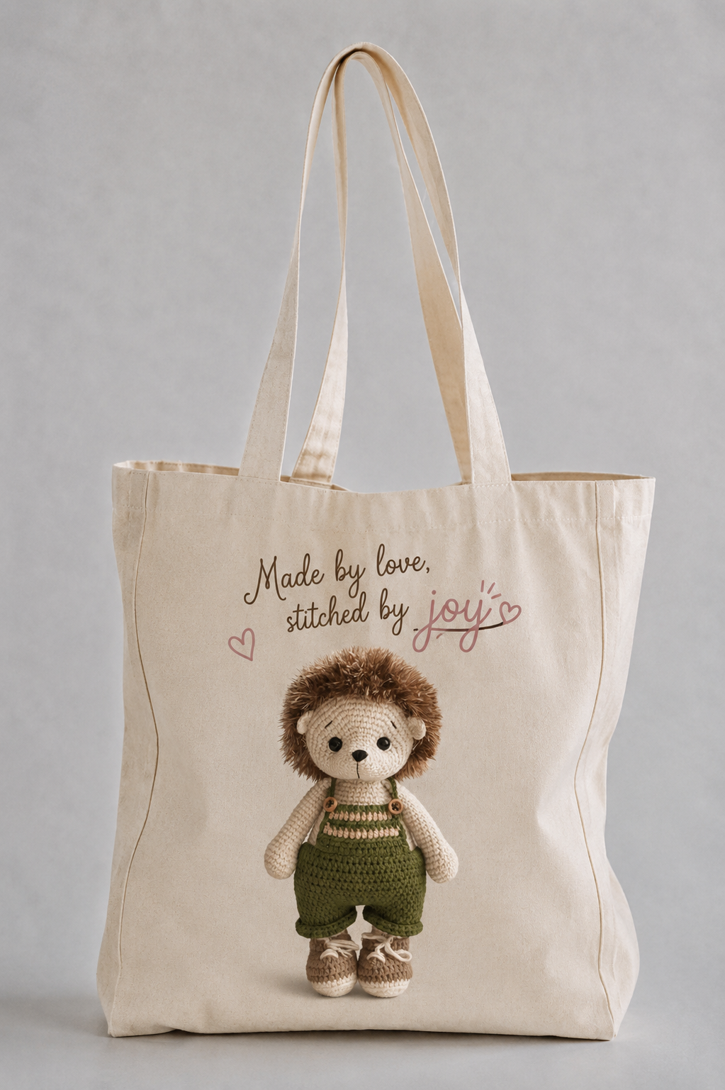 Joy Tote Bag - Signature Crochet Collection Luxury Canvas Tote Bag - Made by love, stitched by joy