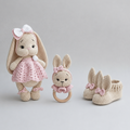 Juego de juguetes de crochet de conejo, 3 piezas