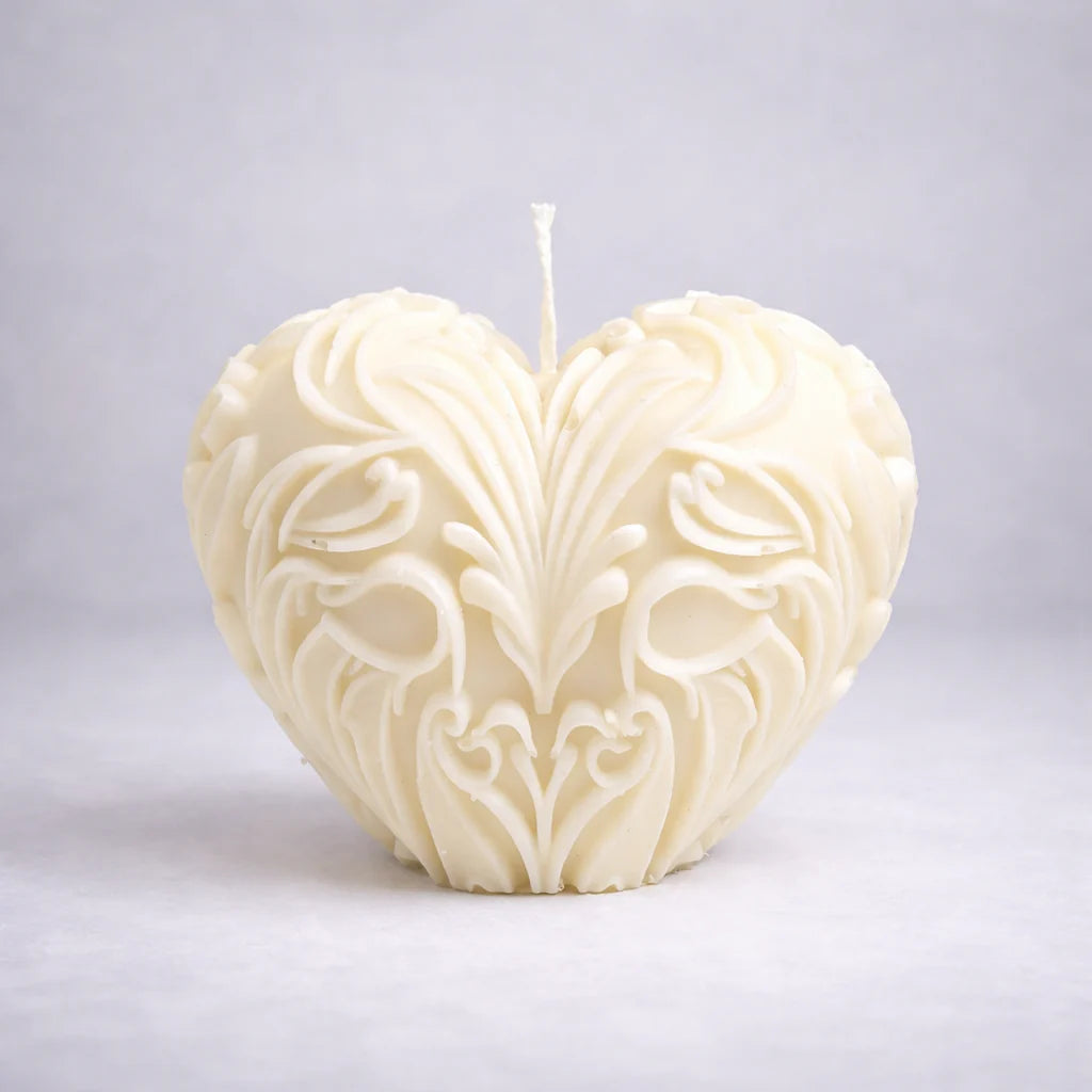 Baroque Heart Pillar Candle Joy Gift London