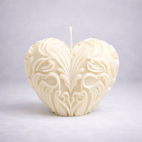 Baroque Heart Pillar Candle Joy Gift London