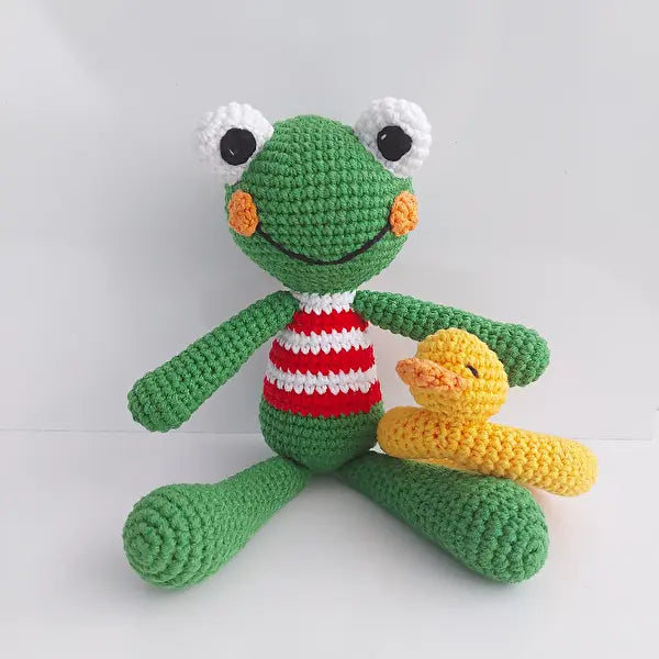 Crochet Cute Frog with Duck Swim Ring Toy - Joy Gift London