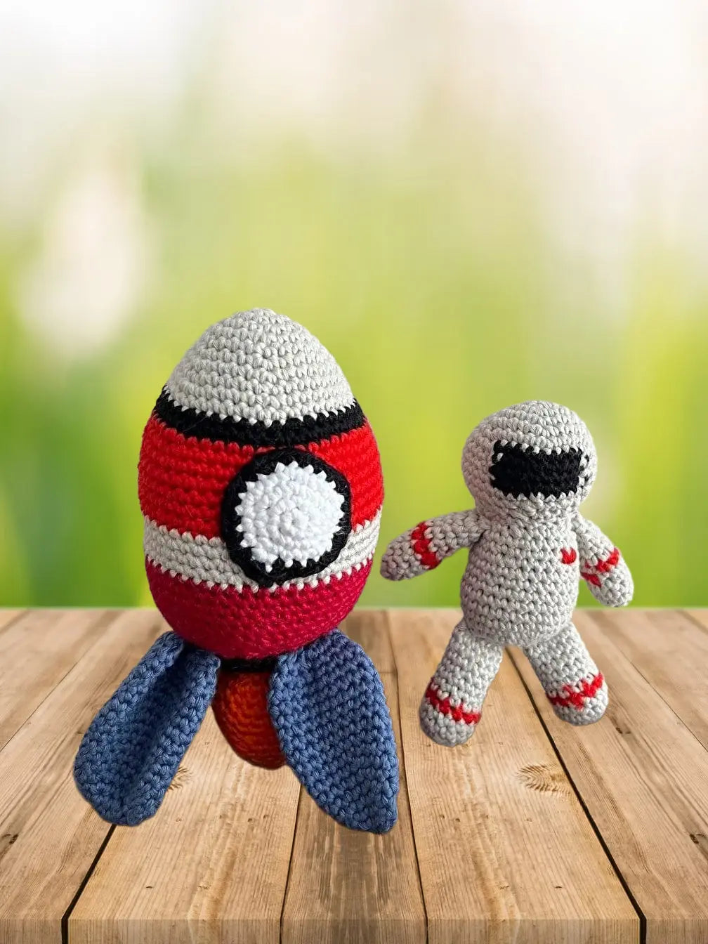 Handmade Crochet Little Astronaut boy and Spaceship - Joy Gift London