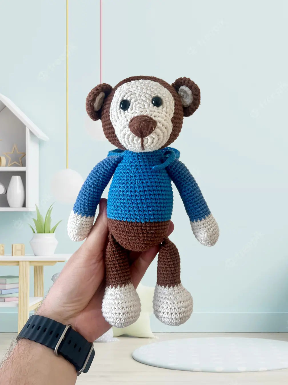 Crochet Cute Monkey Toy with removable hat - Joy Gift London