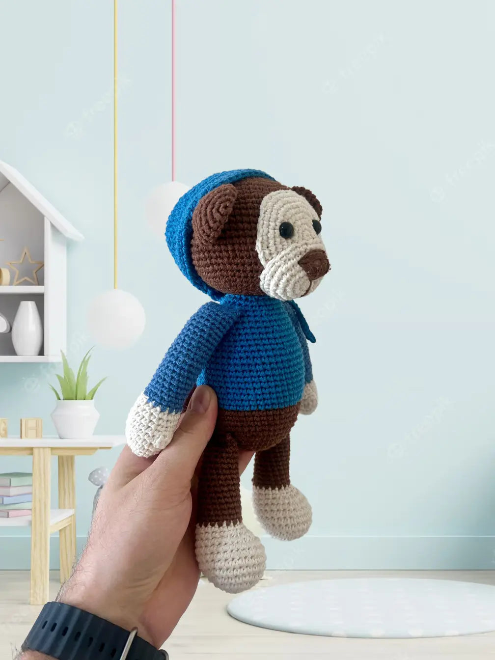 Crochet Cute Monkey Toy with removable hat - Joy Gift London