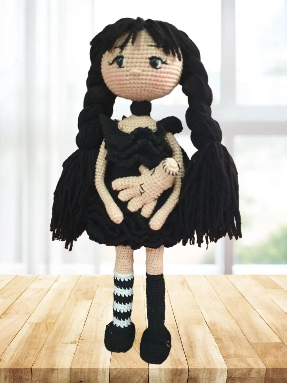 Crochet Wednesday Addams Doll Toy 32cm - Joy Gift London