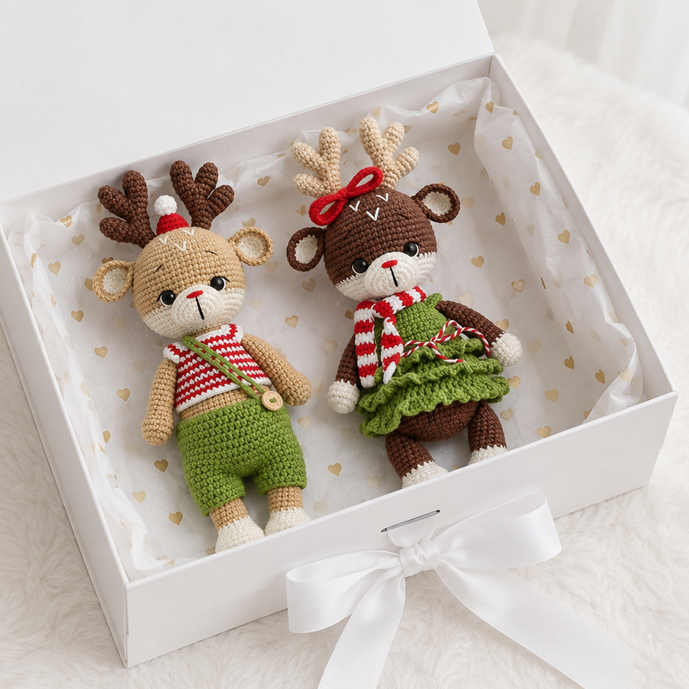 Handmade Crochet Reindeer – Christmas Crochet Animal Toy, Santa Edition