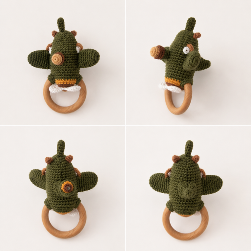 Crochet Cute Plane Rattle Toy with Bell