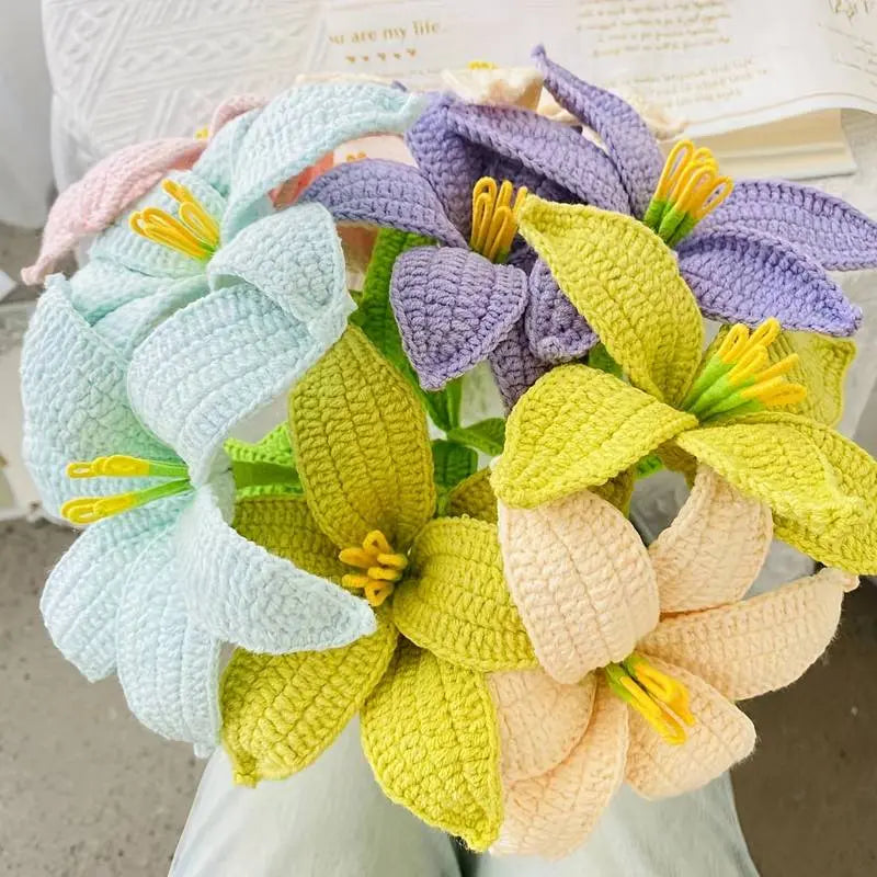 Handmade Crocheted Lily Bouquet Joy Gift London