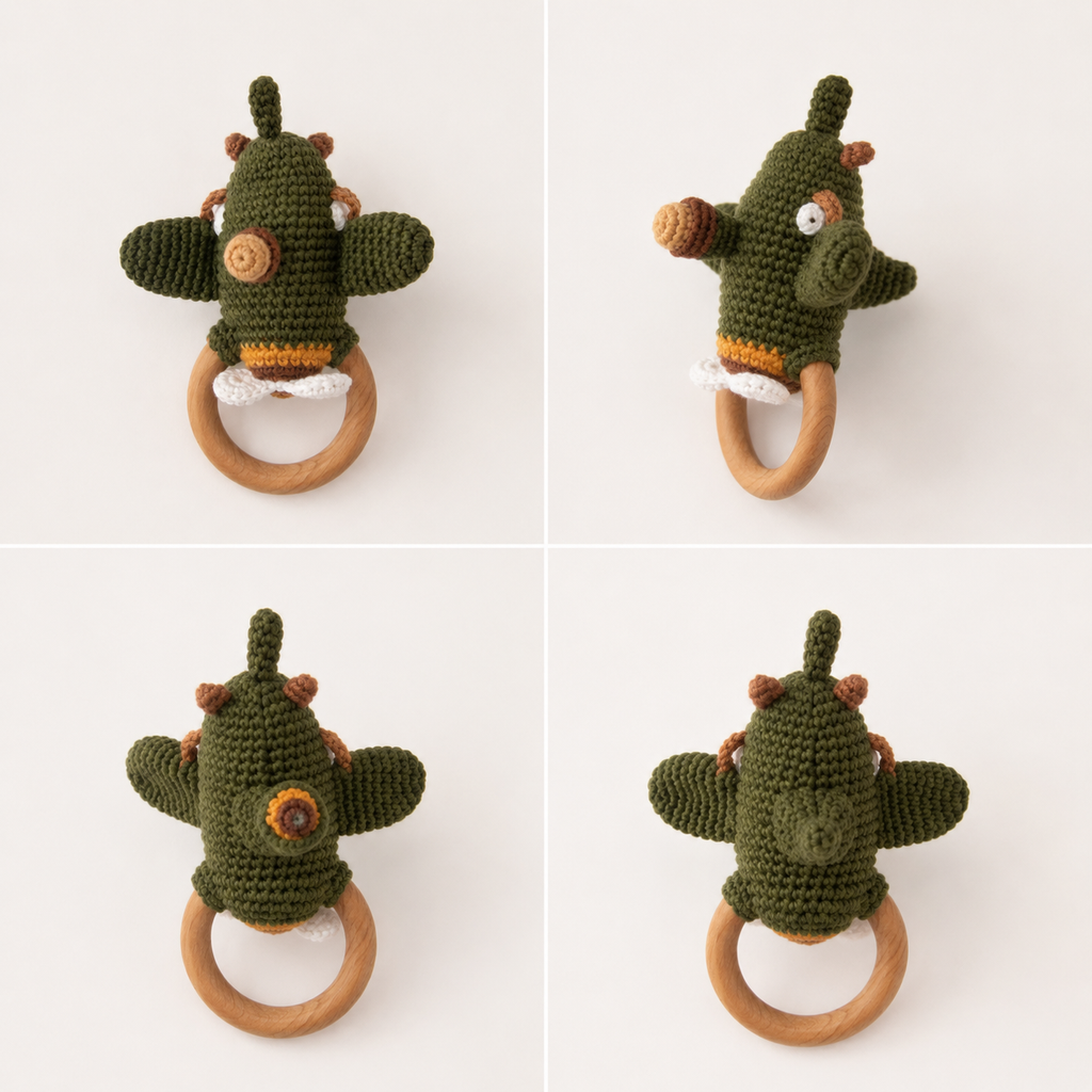 Crochet Cute Plane Rattle Toy with Bell Joy Gift London