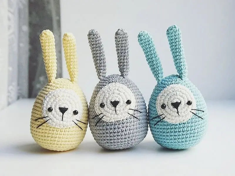 Crochet Easter Bunny Ear Eggs (3pc) - Joy Gift London