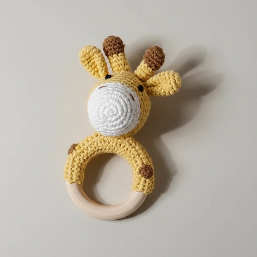 Crochet Cute Giraffe Toy and Rattle Toy Gift Set 2pc