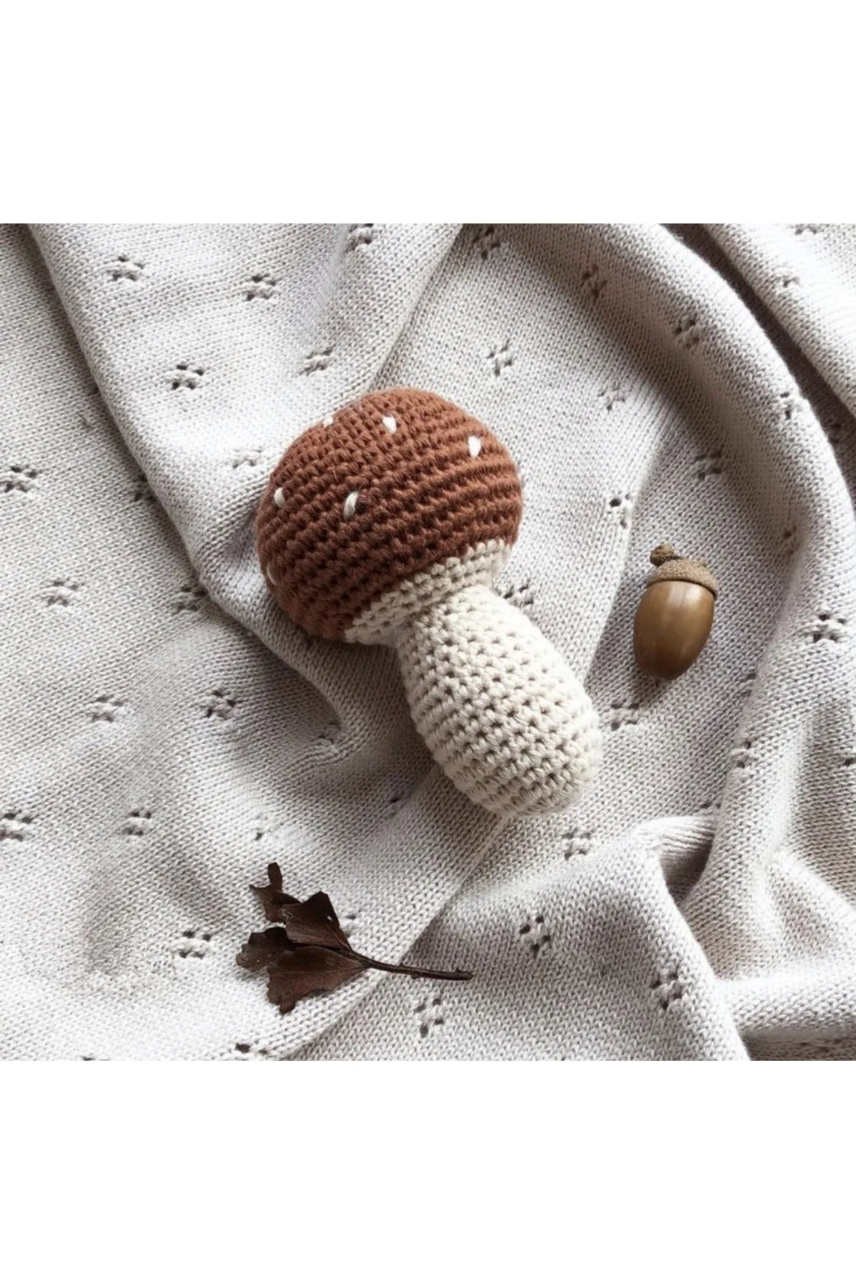 Crochet Mushroom Rattle Toy for Infants and Toddlers With Bell Sound - Joy Gift London