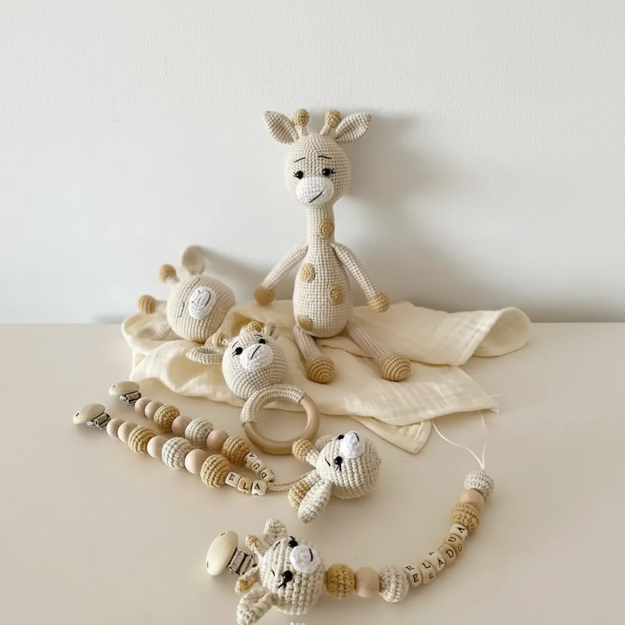 Handmade Crochet Giraffe Toy Set Joy Gift London