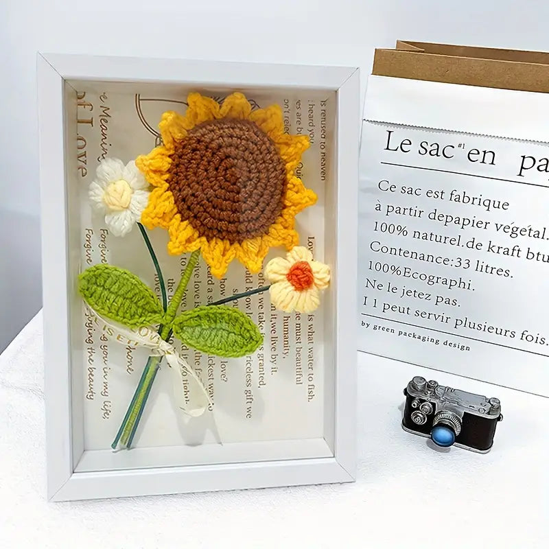 Crochet Sunflower Bouquet With Photo Frame