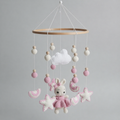Handmade Crochet Ballerina Bunny, Clouds and Rainbow Nursery Mobile