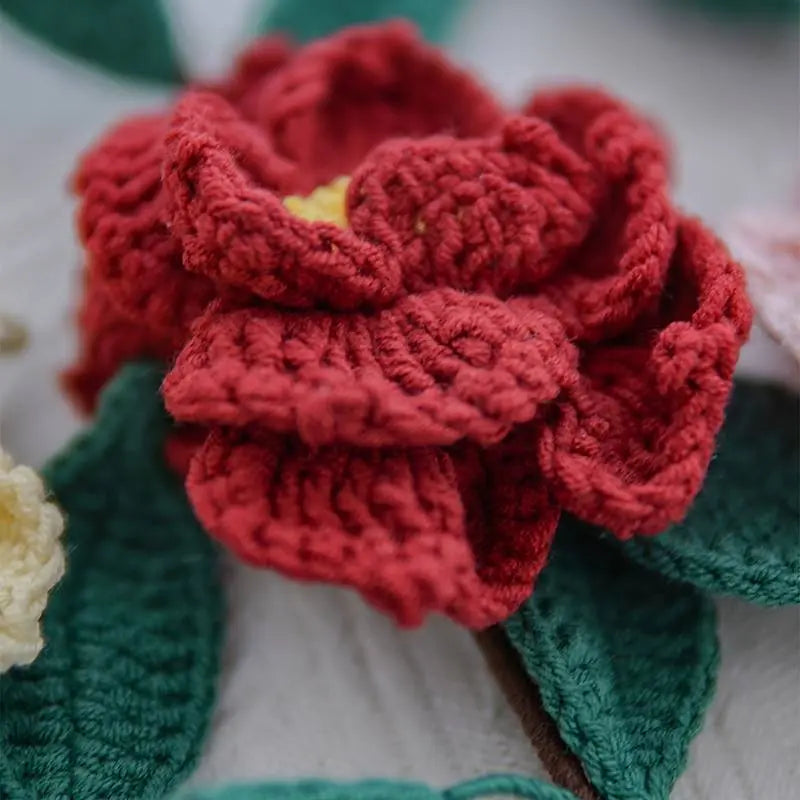 Handmade Crocheted Camellia Flower Bouquet Joy Gift London