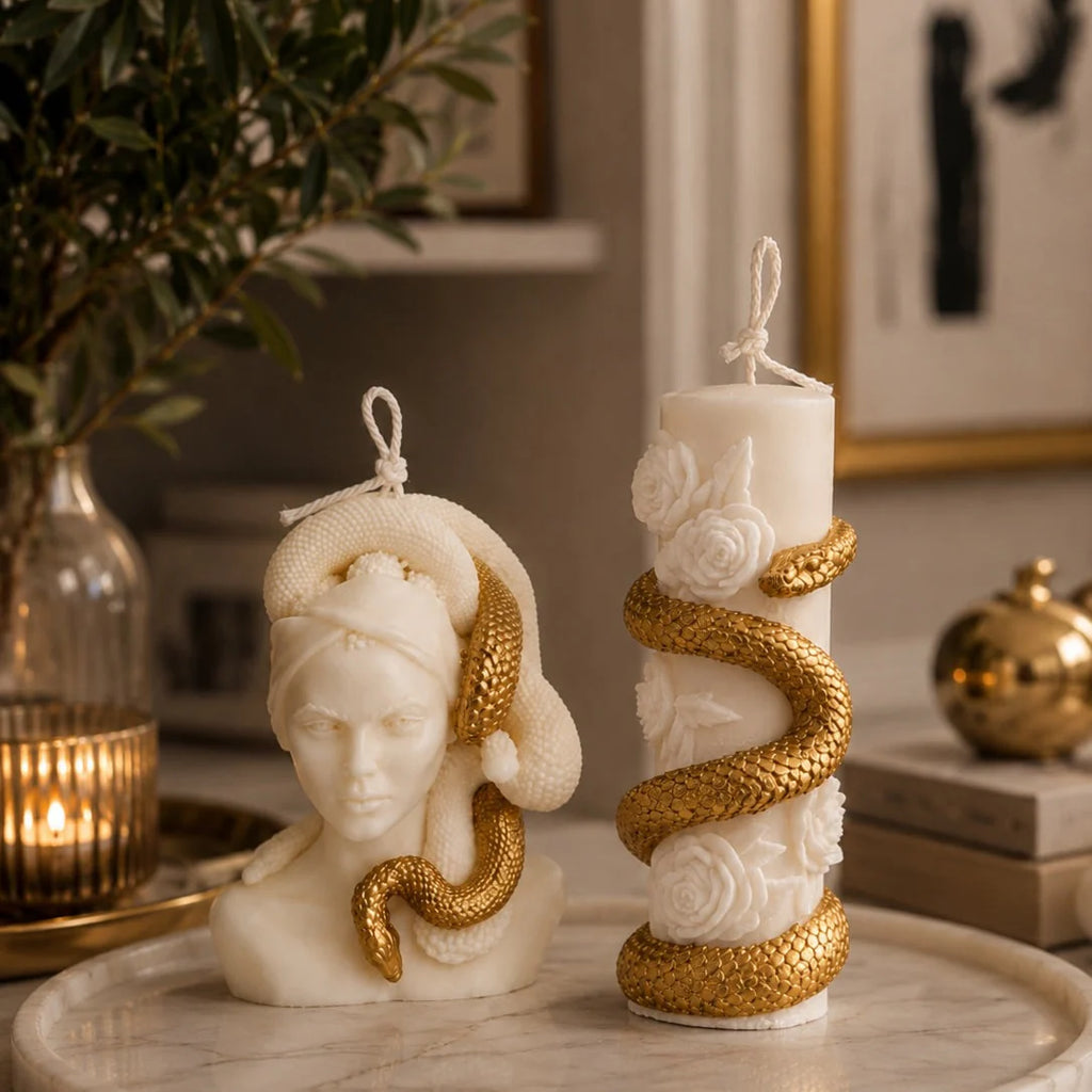 Gilded Medusa – Handmade Sculptural Candle Joy Gift London