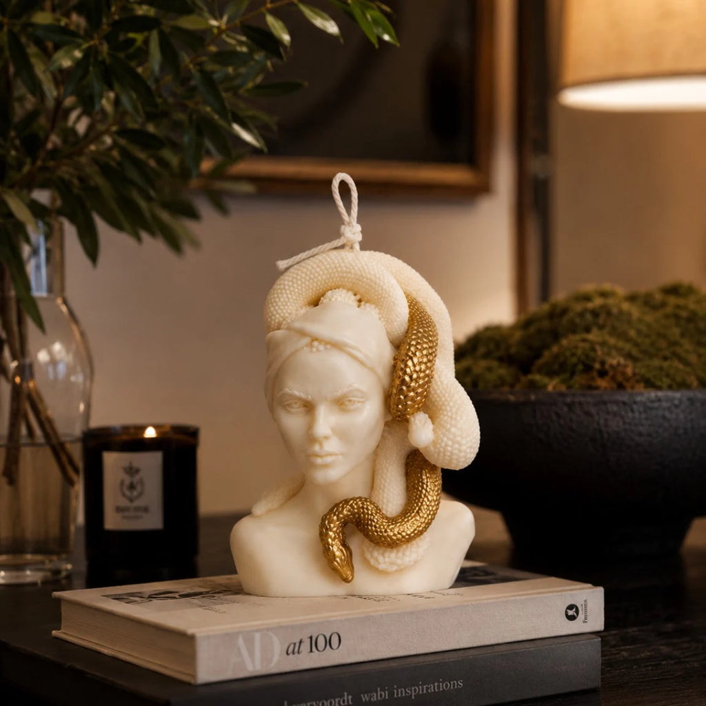 Gilded Medusa – Handmade Sculptural Candle Joy Gift London