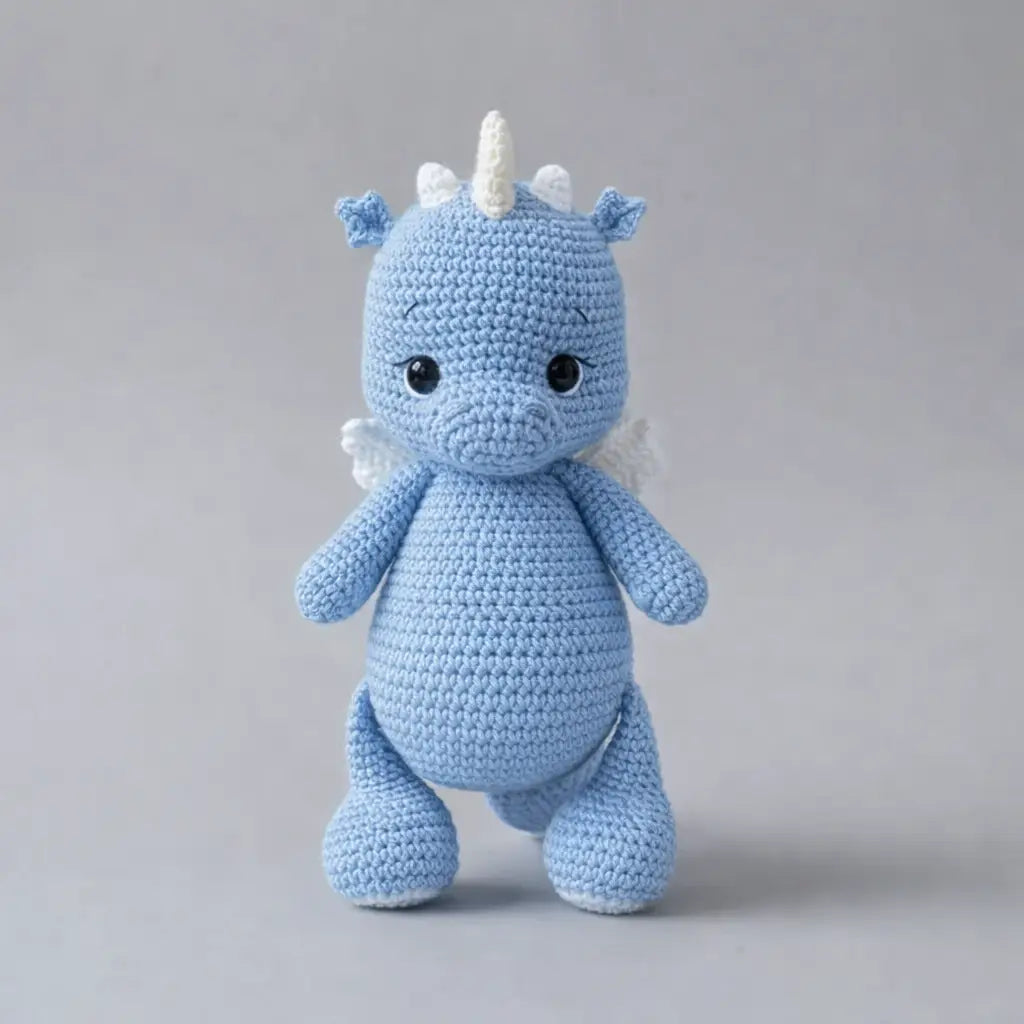 Handmade Crochet Blue Dino Toy  Joy Gift London