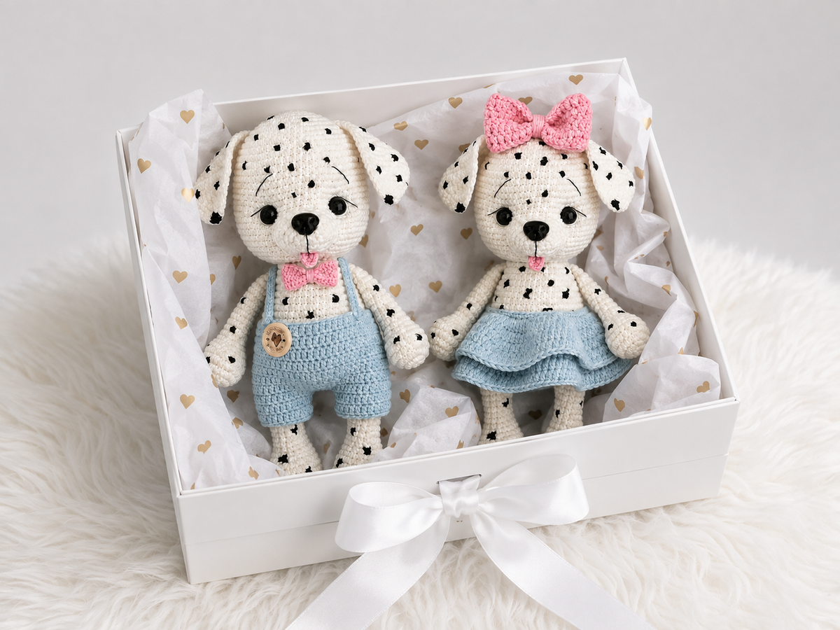 Handmade Crochet Dalmatian Dog Toys Joy Gift London