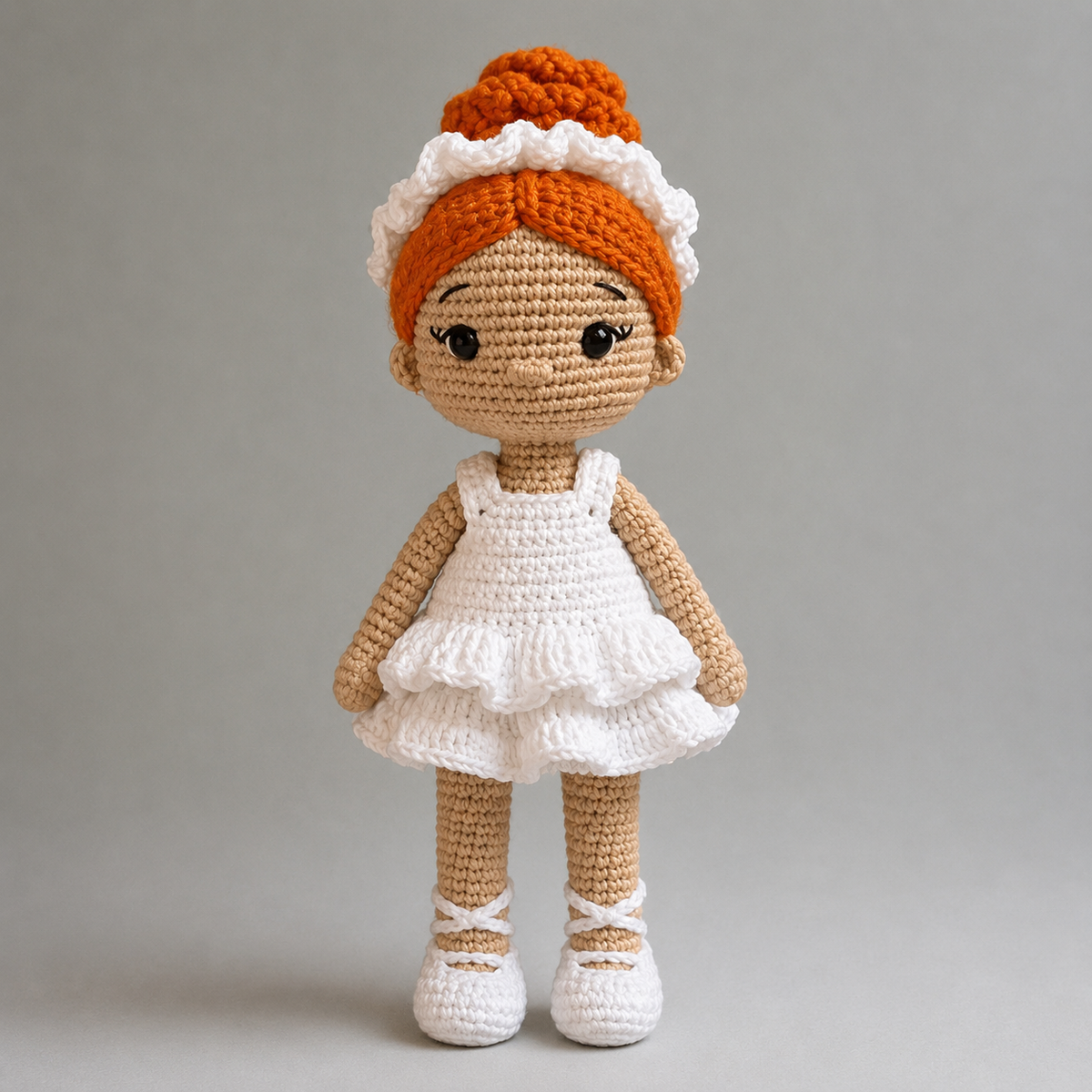 Handmade Crochet Doll with Red Hair in a White Dress – Adorable Gift for Kids Joy Gift London