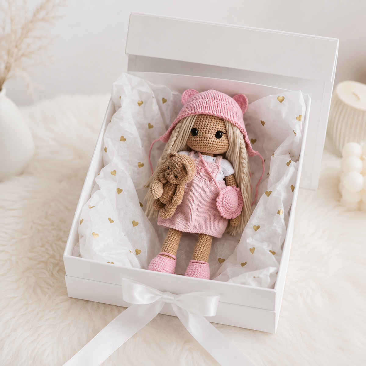 Crochet Doll with Special Fancy Dress, Gift for Kids by Joy Gift London