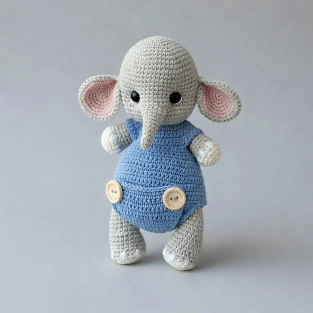 Handmade Crochet Elephant Toy in Pink Jumper Joy Gift London
