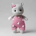 Crochet Hippo Toy in Pink Jumpsuit, toy by Joy Gift London