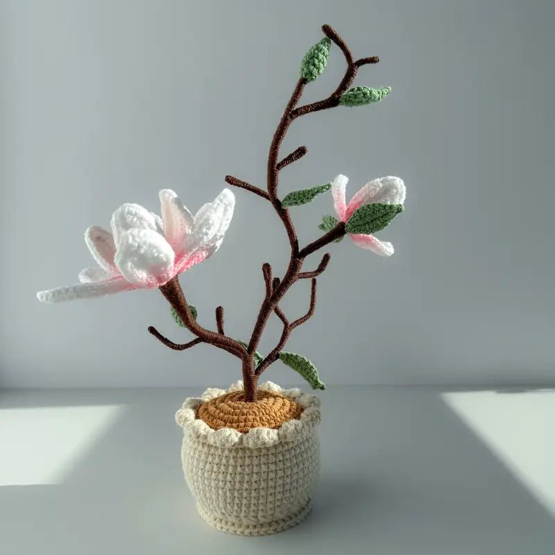 Handmade Crochet Magnolia Potted Plant - Joy Gift London